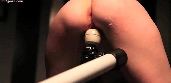  Tiedup chick gets masturbated with huge dildo